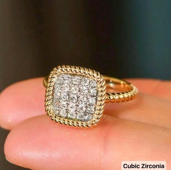 Huitan Gold and Silver Women's Ring with Cubic Zirconia Square Shape - Picture 10 of 11